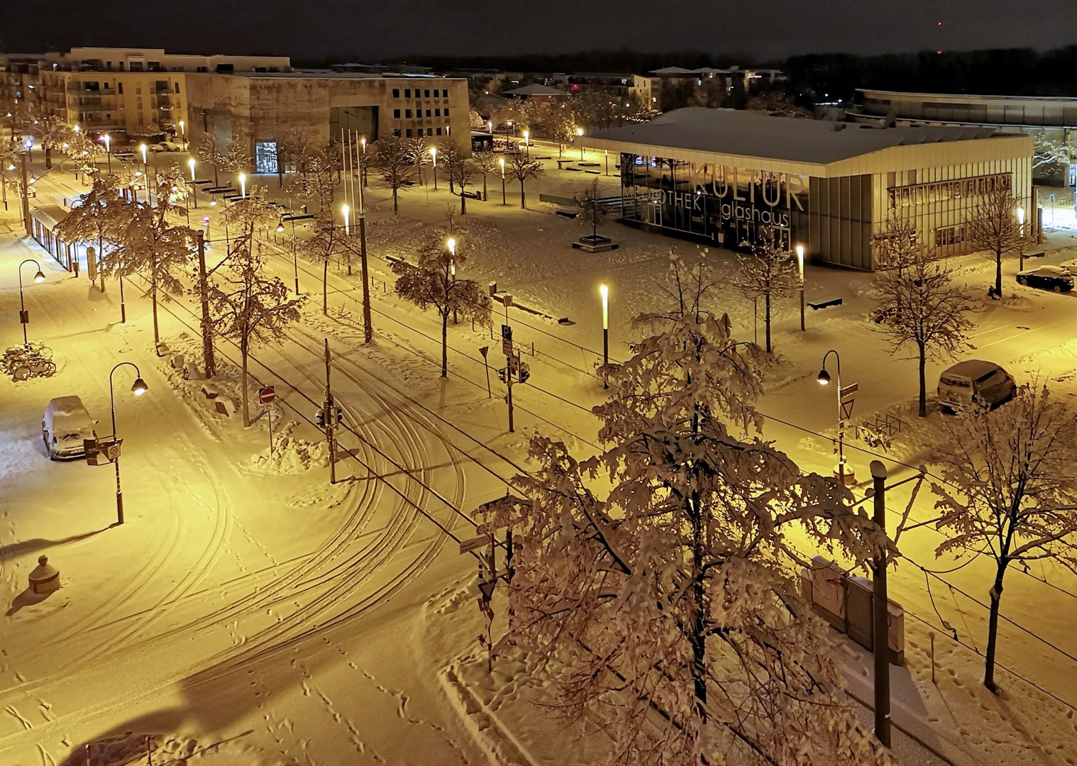 Maria-von-Rudloff-Platz im Winterlockdown Januar 2021